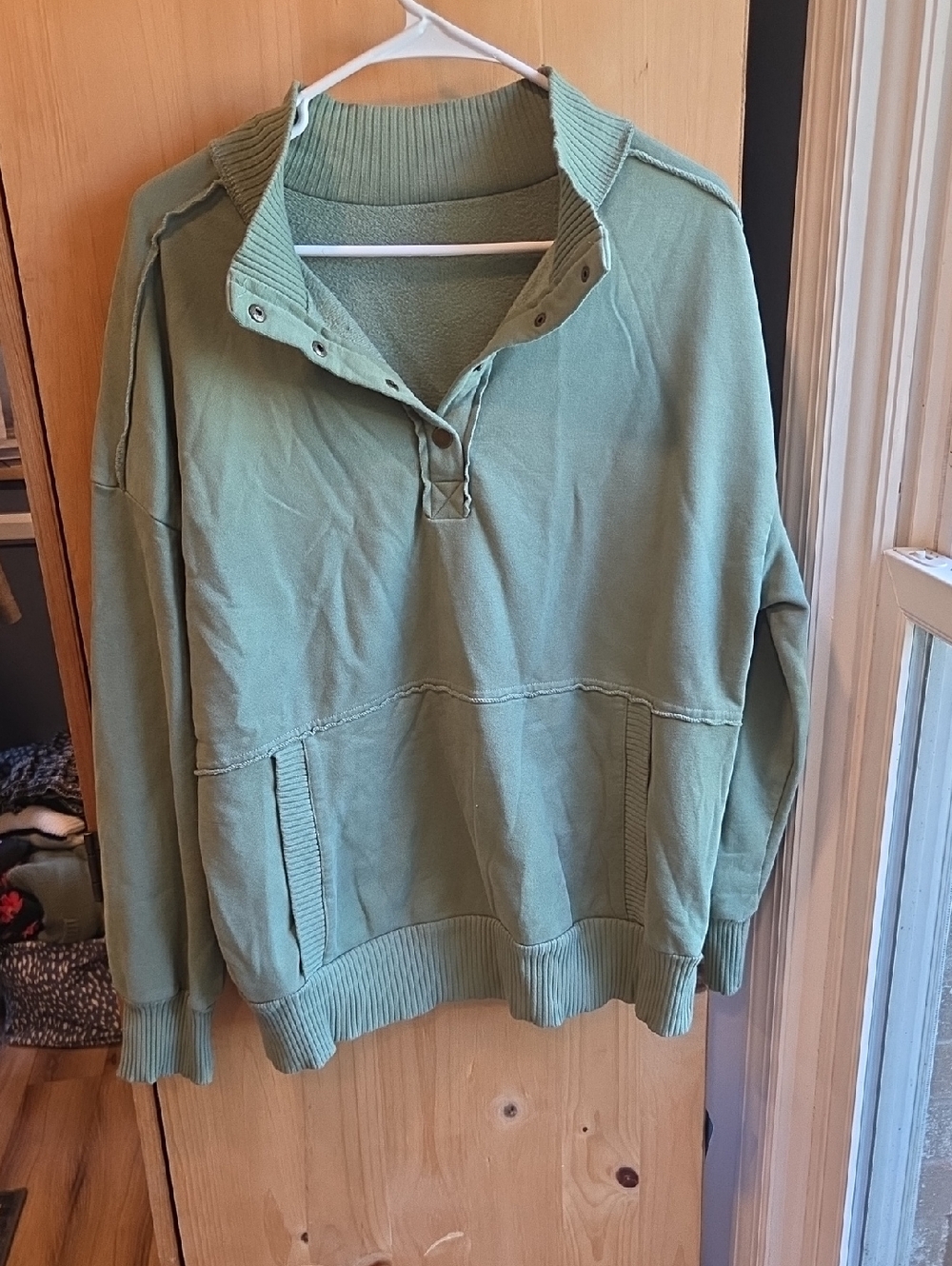 LOFT Sage Green Zip-Up Sweater